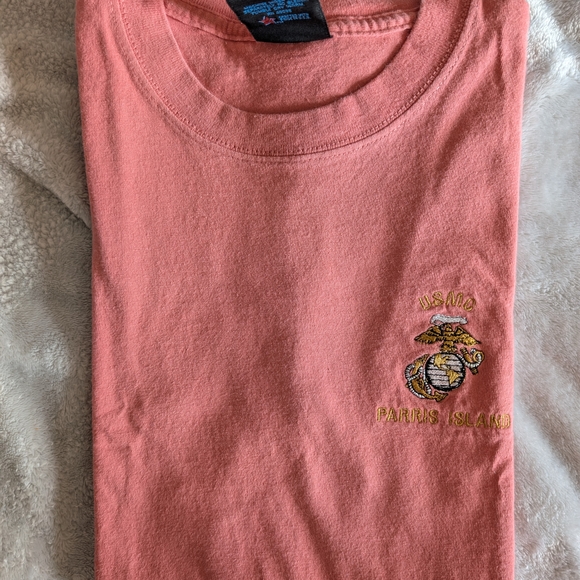 Soffe Women's Coral Short Sleeve Tee Embroidered USMC Parris Island Size Small - Picture 1 of 7